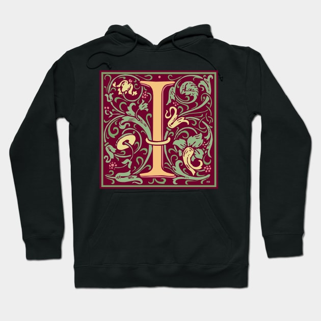 William Morris Vintage Letter I Hoodie by MatchbookGraphics